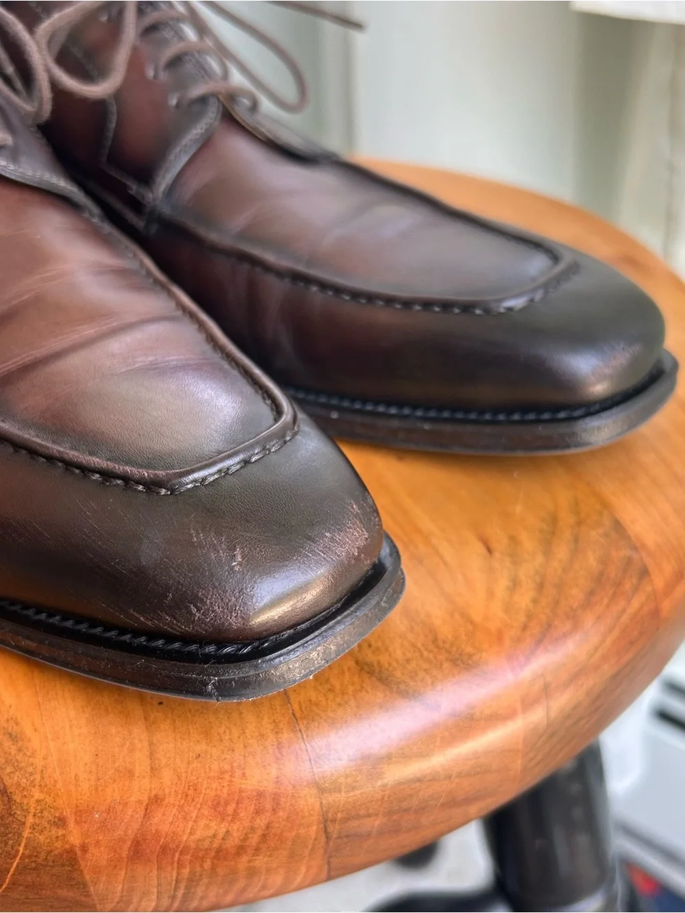 Magnanni Brown Leather Derby Dress Shoes Square Toe Lace Up Made in Spain 9.5